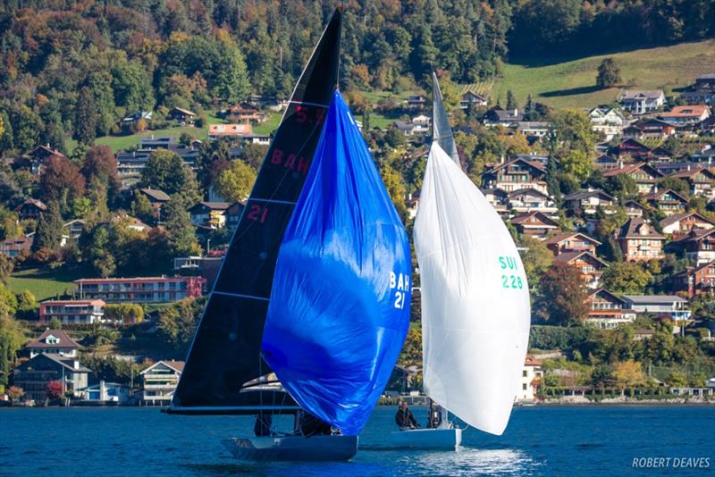 Marie-Françoise XIX and New Moon battle it out - Final Day - 5.5 Metre Herbstpreis on Lake Thun photo copyright Robert Deaves taken at Thunersee-Yachtclub and featuring the 5.5m class