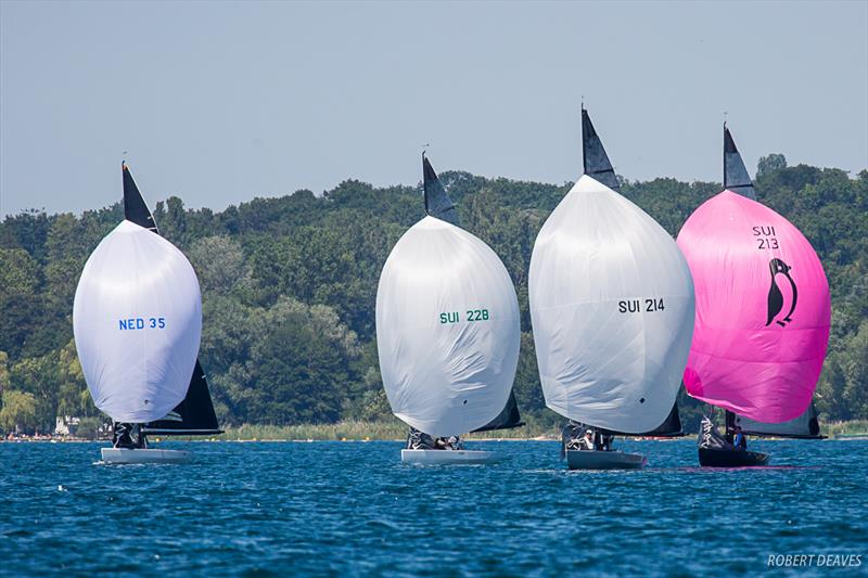 Downwind race 5 - 2019 International 5.5 Metre Swiss Open Championship photo copyright Robert Deaves taken at Société Nautique de Genève and featuring the 5.5m class