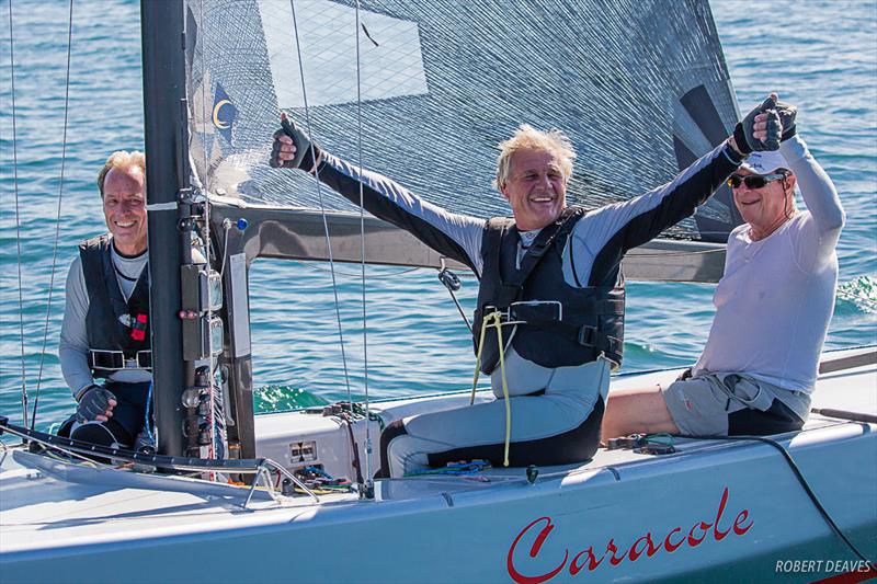 Caracole celebrates - 2019 International 5.5 Metre Swiss Open Championship photo copyright Robert Deaves taken at Société Nautique de Genève and featuring the 5.5m class