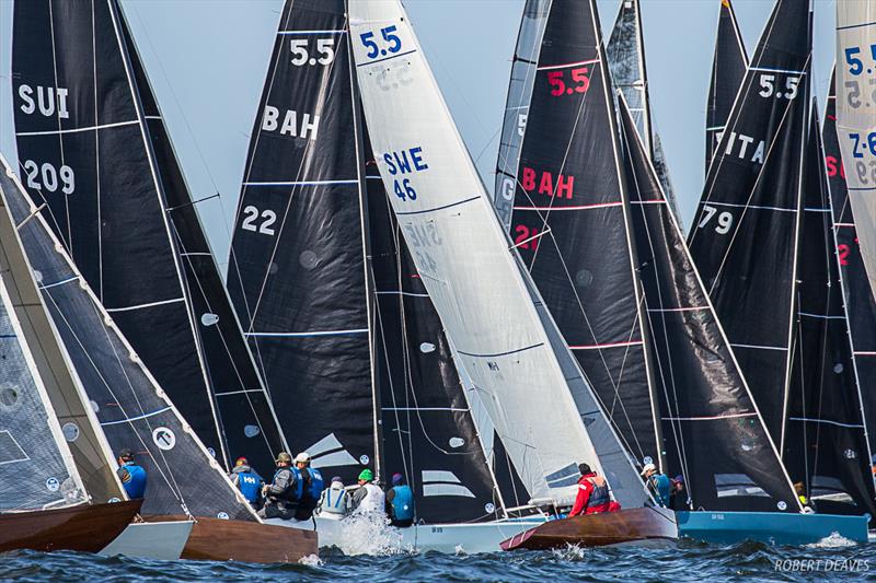 Packed start line - 5.5 Metre World Championship 2019 in Helsinki photo copyright Robert Deaves taken at  and featuring the 5.5m class