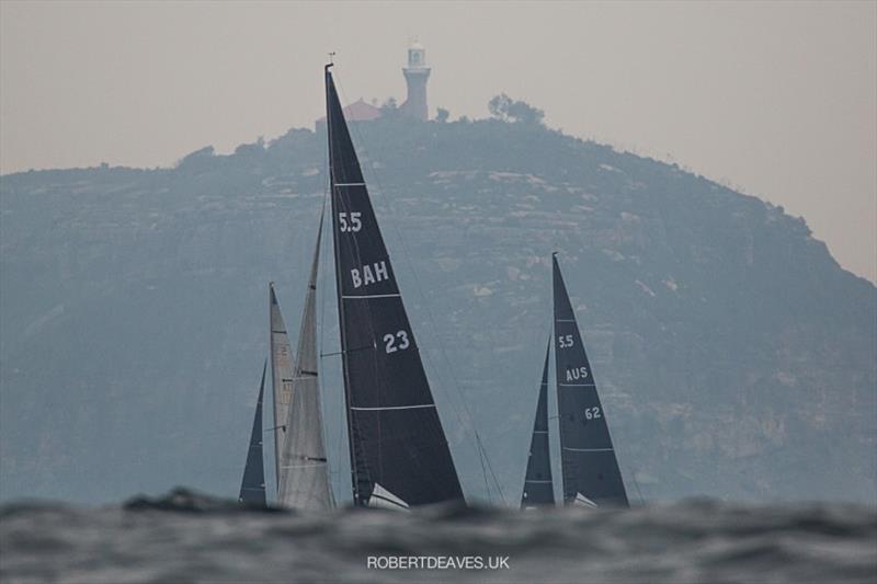 Fleet head upwind from Barrenjoey Head - 2020 International 5.5 Metre World Championship - photo © Robert Deaves