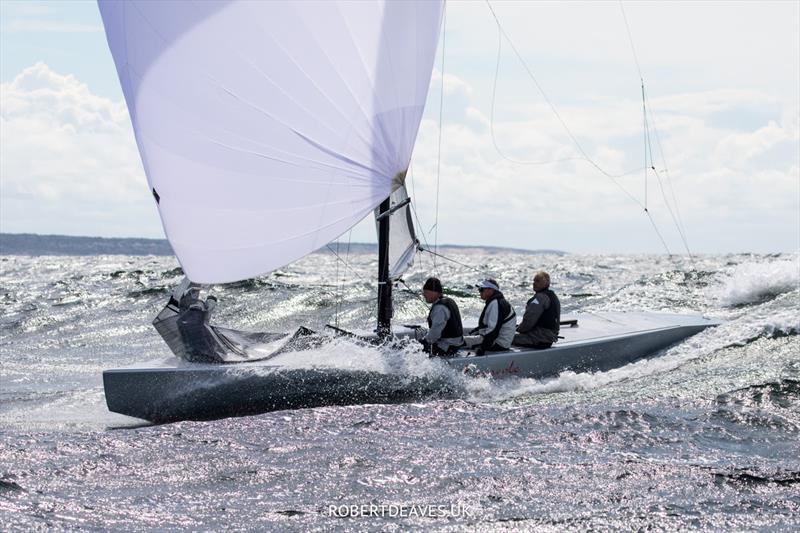 Caracole in race 5 of the 5.5 World Championship 2022 - Day 4 photo copyright Robert Deaves taken at Hankø Yacht Club and featuring the 5.5m class