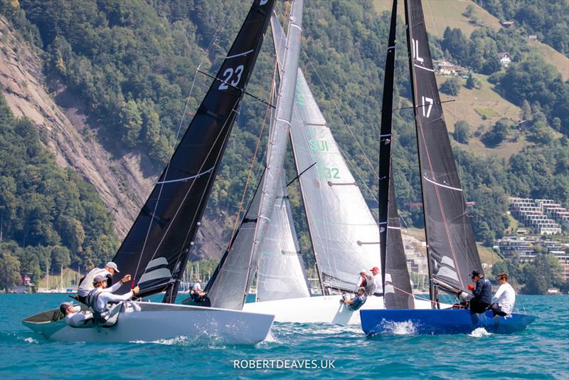 Close racing at the 2022 5.5 Metre Swiss Open photo copyright Robert Deaves / www.robertdeaves.uk taken at Regattaverein Brunnen and featuring the 5.5m class