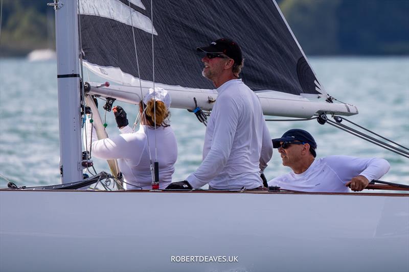 Stefan Volkmann at the helm of Alzira on 5.5 Metre German Open Day 2 - photo © Robert Deaves / www.robertdeaves.uk