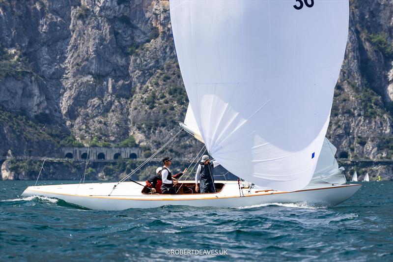 Manuela V on day 1 of the 5.5m Alpen Cup photo copyright Robert Deaves / www.robertdeaves.uk taken at Fraglia Vela Riva and featuring the 5.5m class