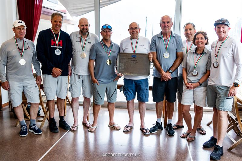 Top 3 teams (Artemis, The Jean Genie, Girls on Film II) - 2025 5.5m Alpen Cup photo copyright Robert Deaves taken at Fraglia Vela Riva and featuring the 5.5m class