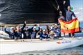 Team Bribon celebrate their 2025 Classic Six Metre World Championship victory? © SailingShots by Maria Muiña
