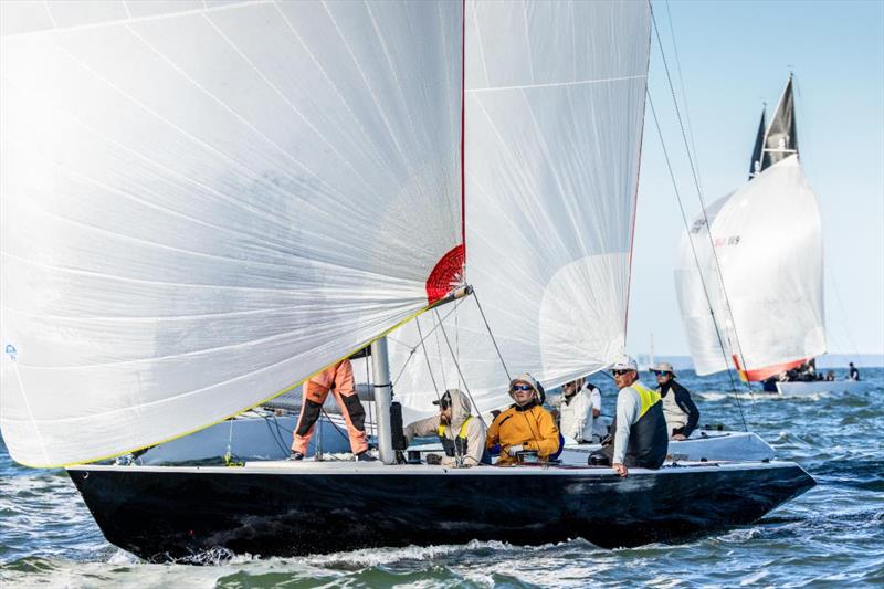 Six Metres against the New York City skyline during practice racing for the 2025 Six Metre World Championship at Seawanhaka Corinthian Yacht Club photo copyright SailingShots by Maria Muiña taken at Seawanhaka Corinthian Yacht Club and featuring the 6m class