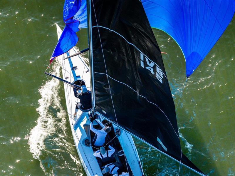 Six Metres against the New York City skyline during practice racing for the 2025 Six Metre World Championship at Seawanhaka Corinthian Yacht Club photo copyright SailingShots by Maria Muiña taken at Seawanhaka Corinthian Yacht Club and featuring the 6m class