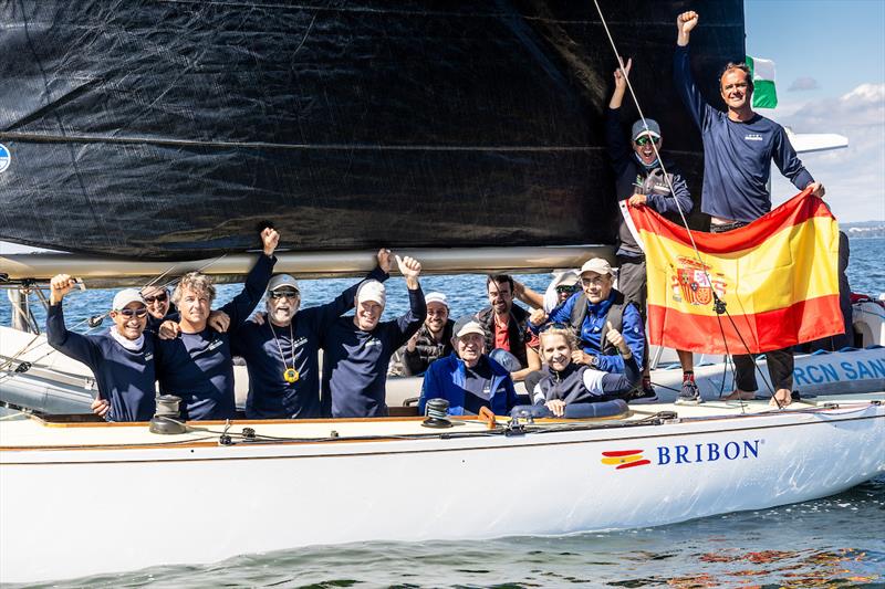 Team Bribon celebrate their 2025 Classic Six Metre World Championship victory? photo copyright SailingShots by Maria Muiña taken at Seawanhaka Corinthian Yacht Club and featuring the 6m class