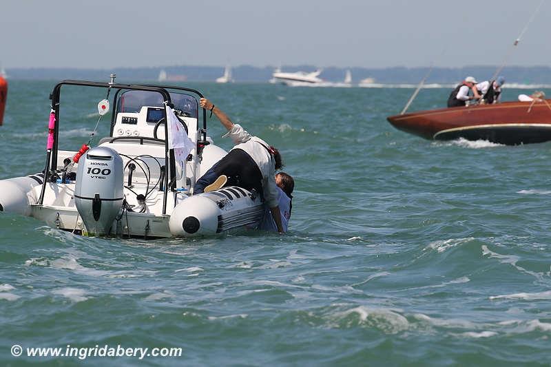 Man overboard in the 8 Metre World Championship 2019 photo copyright Ingrid Abery / www.ingridabery.com taken at Royal Yacht Squadron and featuring the 8m class