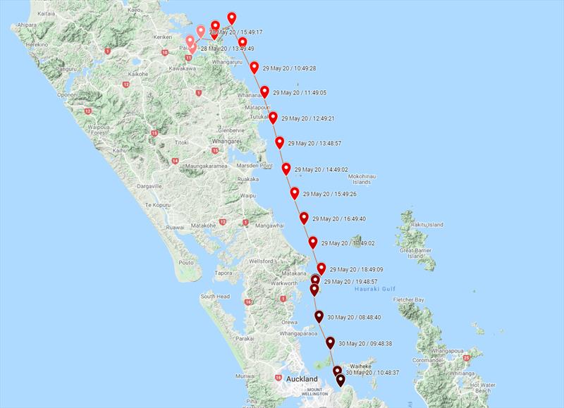 Voyage track from BoatSecure satellite trials - photo © BoatSecure