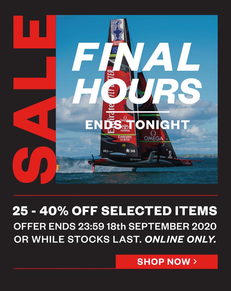 Emirates Team New Zealand Shop - Final sale day - September 18 - Online sales only on selected items photo copyright ETNZ Shop taken at Royal New Zealand Yacht Squadron and featuring the  class