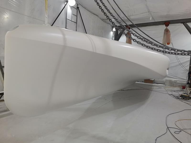 The prototype AC40 has been undercoated prior to be delivered to the first owner, Emirates Team New Zealand photo copyright Emirates Team NZ taken at Royal New Zealand Yacht Squadron and featuring the AC40 class