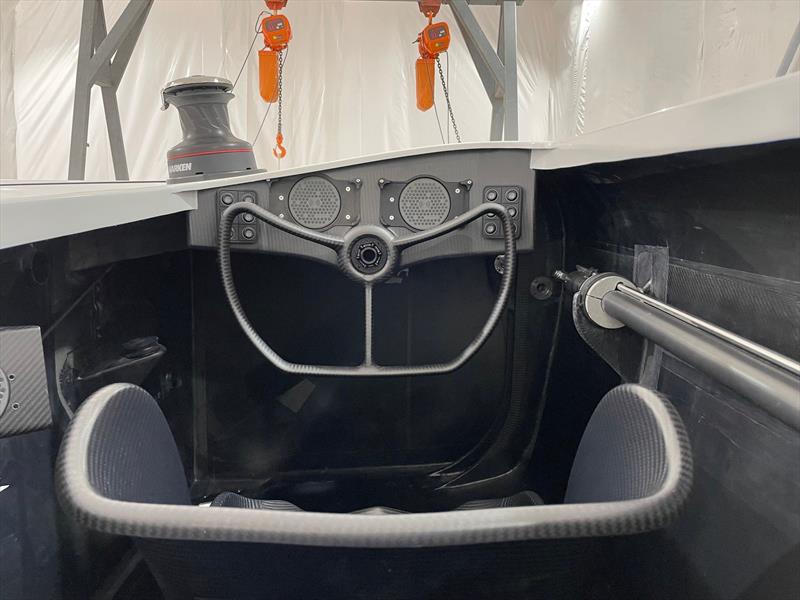 Forward helm position - first AC40 being fitted out at McConaghy Boats - July 2022 - photo © McConaghy Boats