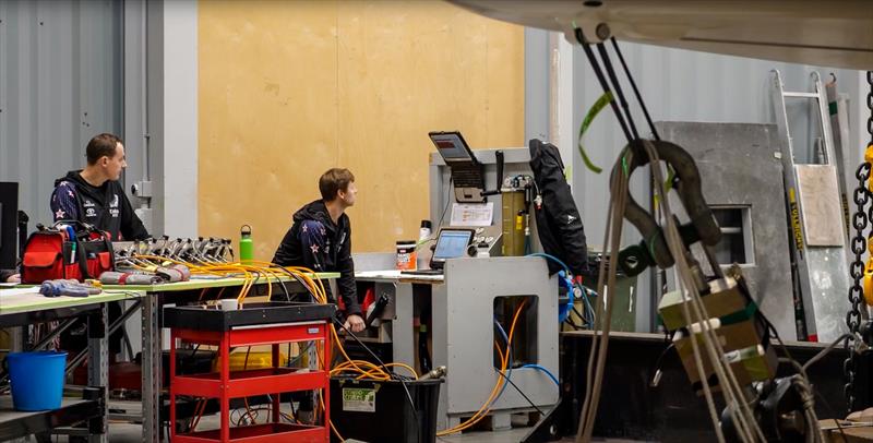 Carefully applying the pressure - stress test - Emirates Team NZ's AC40 - September 2022 - photo © Emirates Team NZ