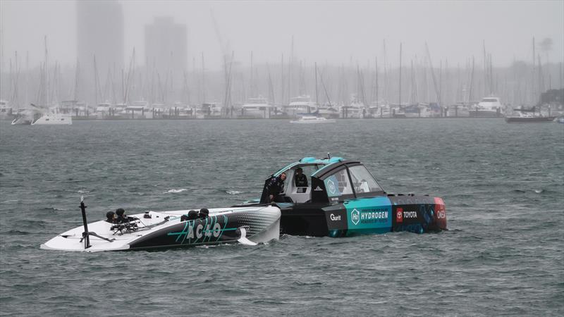 Emirates Team NZ's AC40 - Foiling Trial - September 20, 2022 photo copyright Richard Gladwell - Sail-World.com/nz taken at Royal New Zealand Yacht Squadron and featuring the AC40 class