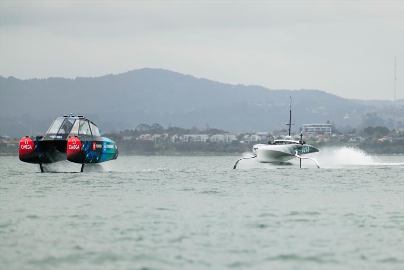 America's Cup Recon Emirates Team New Zealand AC40 Day 1 photo copyright Adam Mustill / America's Cup taken at Royal New Zealand Yacht Squadron and featuring the AC40 class