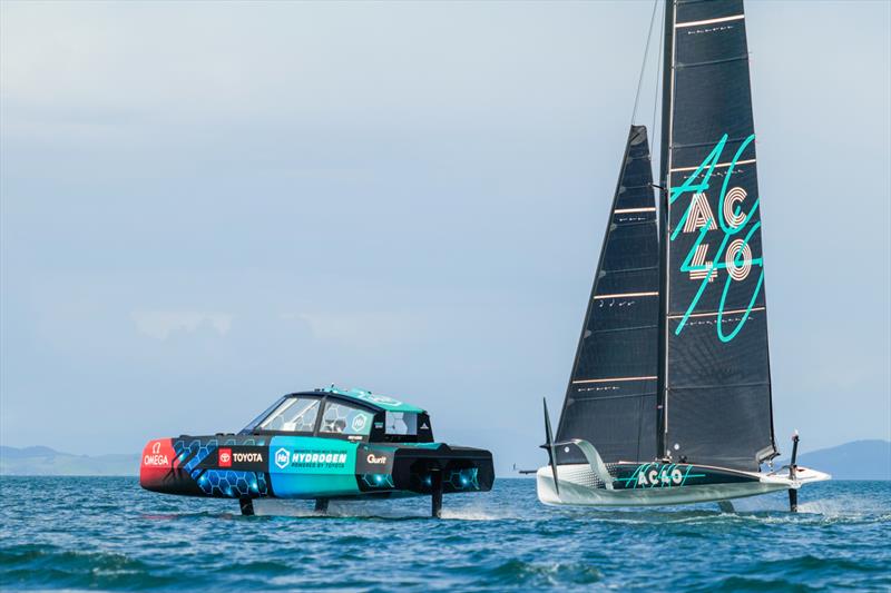 ETNZ AC 40 - America's Cup Joint Recon Emirates Team New Zealand AC40 Day 2 - September 21, 2022 photo copyright Adam Mustill / America's Cup taken at Royal New Zealand Yacht Squadron and featuring the AC40 class