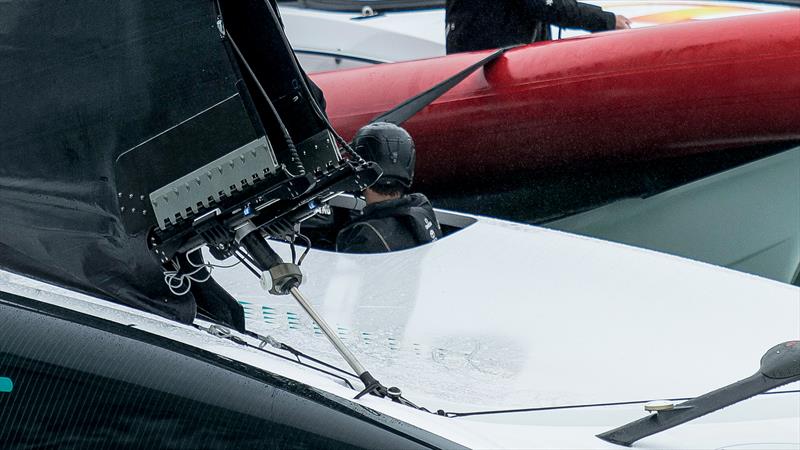 Main sail clew and hydraulic adjustment - Emirates Team New Zealand - AC40 - September 30, 2022 - Waitemata Harbour - photo © Adam Mustill / Aamerica's Cup Media