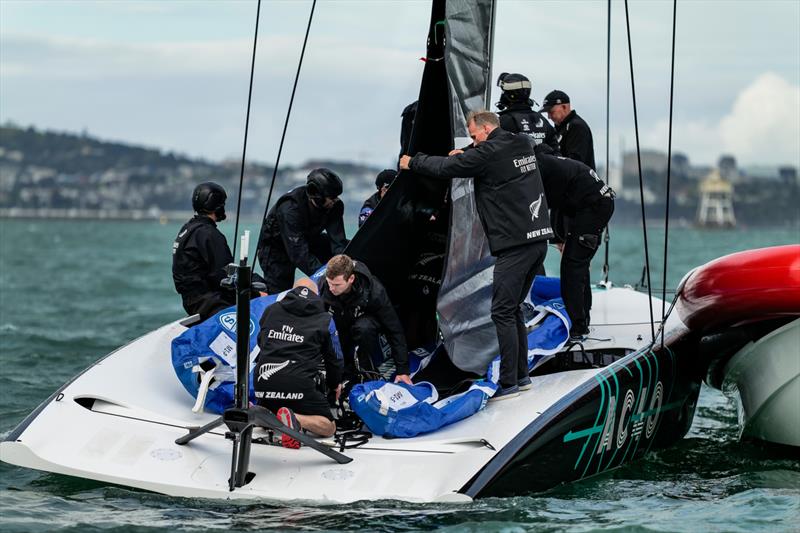 Emirates Team New Zealand - AC40 - Auckland - October 5, 2022 photo copyright Adam Mustill / America's Cup taken at Royal New Zealand Yacht Squadron and featuring the AC40 class