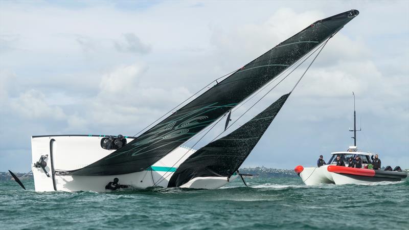 Emirates Team New Zealand - AC40 - Auckland - October 5, 2022 photo copyright Adam Mustill / America's Cup taken at Royal New Zealand Yacht Squadron and featuring the AC40 class