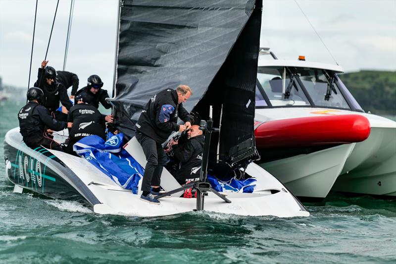 Emirates Team New Zealand - AC40 - Auckland - October 5, 2022 photo copyright Adam Mustill / America's Cup taken at Royal New Zealand Yacht Squadron and featuring the AC40 class