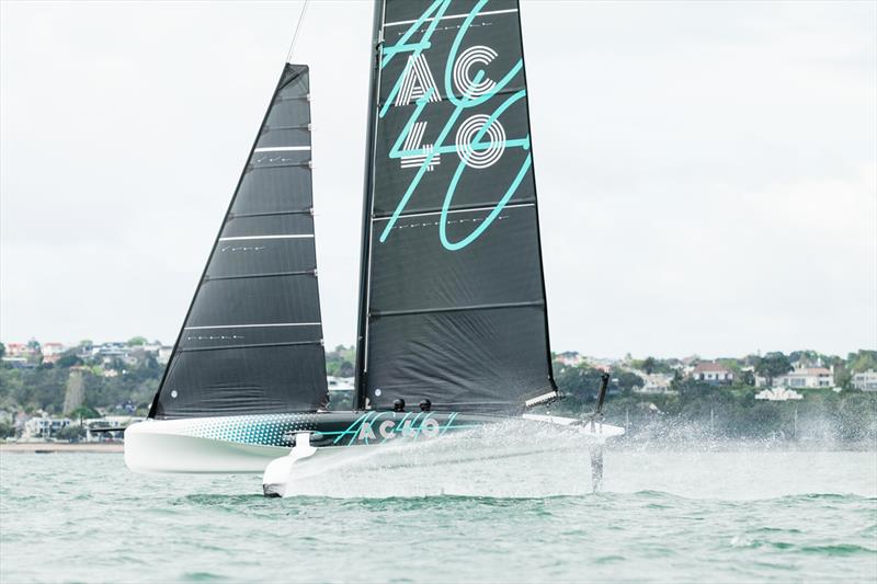 Emirates Team New Zealand - AC40 - Auckland - October 5, 2022 photo copyright Adam Mustill / America's Cup taken at Royal New Zealand Yacht Squadron and featuring the AC40 class