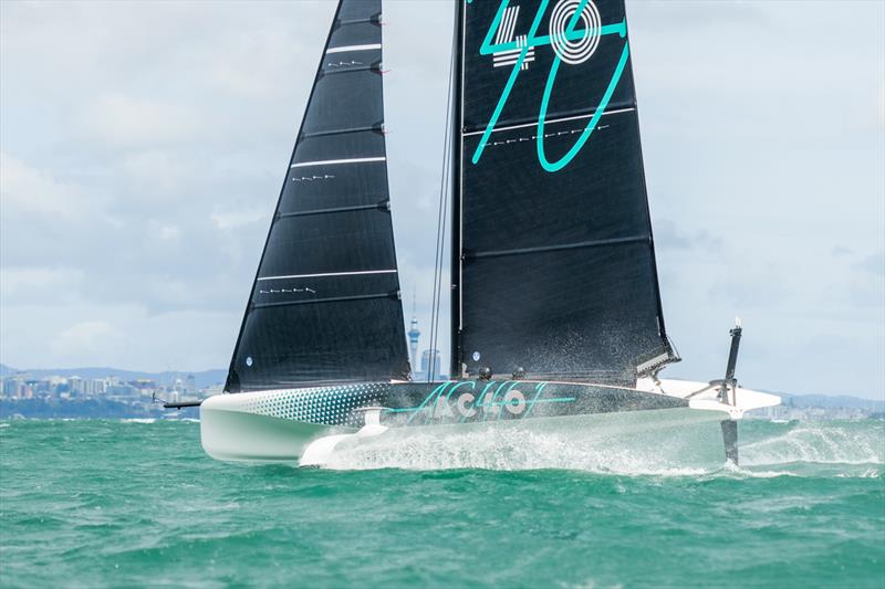 Emirates Team New Zealand - AC40 - Auckland - October 5, 2022 photo copyright Adam Mustill / America's Cup taken at Royal New Zealand Yacht Squadron and featuring the AC40 class