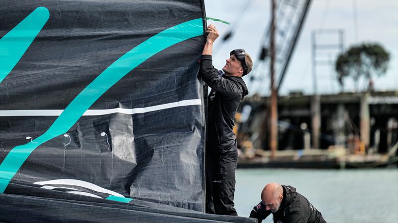 Emirates Team NZ sail the AC40 One Design during the final commissioning session October 7, 2022  photo copyright Adam Mustill / America's Cup taken at Royal New Zealand Yacht Squadron and featuring the AC40 class