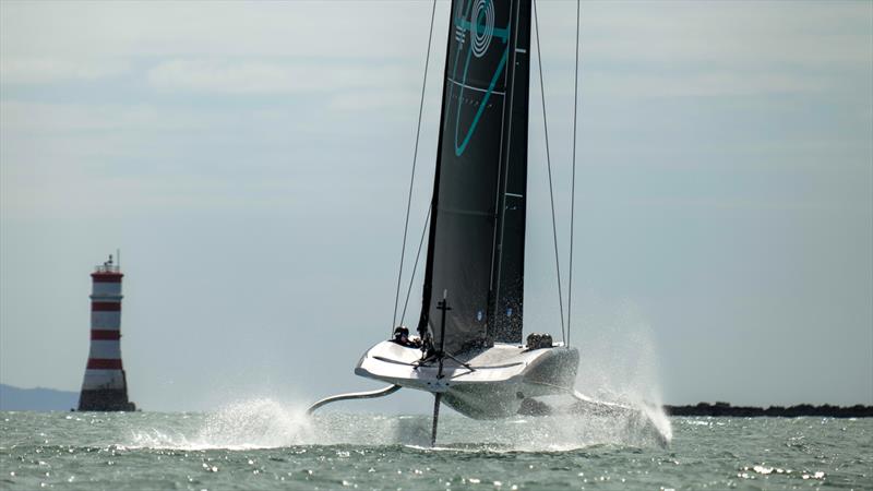 Emirates Team NZ sail the AC40 One Design during the final commissioning session October 7, 2022  - photo © Adam Mustill / America's Cup