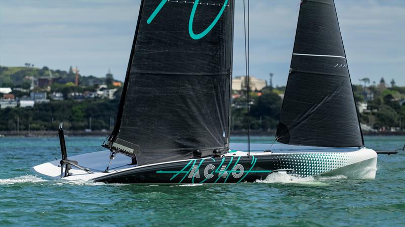 Emirates Team NZ sail the AC40 One Design during the final commissioning session October 7, 2022  - photo © Adam Mustill / America's Cup