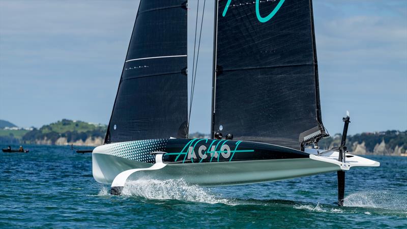 Emirates Team NZ sail the AC40 One Design during the final commissioning session October 7, 2022  - photo © Adam Mustill / America's Cup