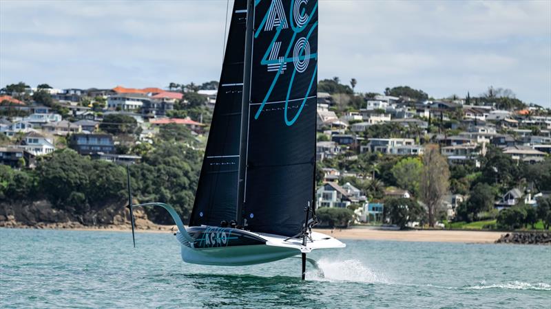 Emirates Team NZ sail the AC40 One Design during the final commissioning session October 7, 2022  - photo © Adam Mustill / America's Cup