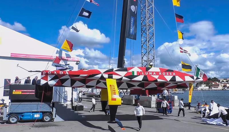 Luna Rossa Prada Pirelli unveil their LEQ12 at the team base in Sardinia - October 13, 2022 photo copyright Livestream taken at Circolo della Vela Sicilia and featuring the AC40 class