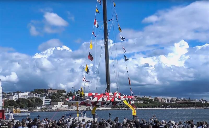 Luna Rossa Prada Pirelli unveil their LEQ12 at the team base in Sardinia - October 13, 2022 photo copyright Livestream taken at Circolo della Vela Sicilia and featuring the AC40 class