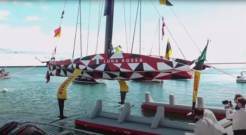 Luna Rossa Prada Pirelli unveil their LEQ12 at the team base in Sardinia - October 13, 2022 photo copyright Livestream taken at Circolo della Vela Sicilia and featuring the AC40 class