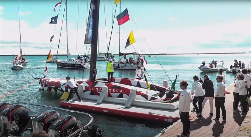 Luna Rossa Prada Pirelli unveil their LEQ12 at the team base in Sardinia - October 13, 2022 photo copyright Livestream taken at Circolo della Vela Sicilia and featuring the AC40 class