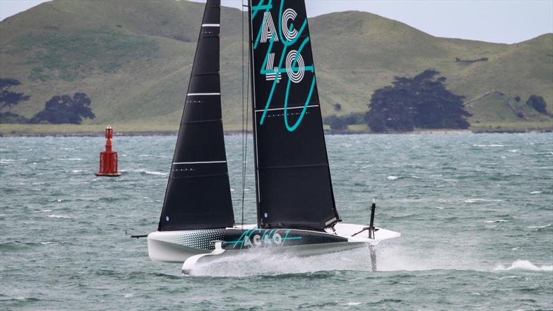 Emirates Team New Zealand - AC40 - Waitemata Harbour - October 14, 2022 photo copyright Richard Gladwell - Sail-World.com/nz taken at Royal New Zealand Yacht Squadron and featuring the AC40 class