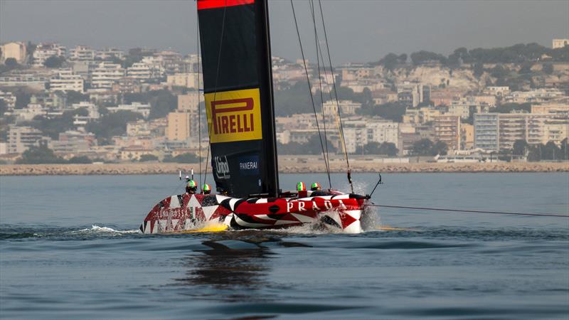 Luna Rossa Prada Pirelli's prototype LEQ12 off Cagliari, Sardinia - Day 2 - October 25, 2022 photo copyright Ivo Rovira / America'sCup taken at Circolo della Vela Sicilia and featuring the AC40 class