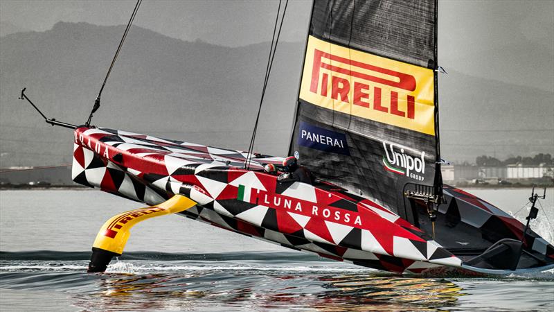 Luna Rossa Prada Pirelli's prototype LEQ12 off Cagliari, Sardinia - Day 2 - October 25, 2022 photo copyright Ivo Rovira / America'sCup taken at Circolo della Vela Sicilia and featuring the AC40 class