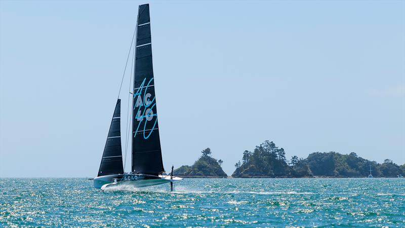 Emirates Team NZ's AC40  - Inner Hauraki Gulf - Auckland - October 26, 2022 photo copyright Adam Mustill / America's Cup taken at Royal New Zealand Yacht Squadron and featuring the AC40 class