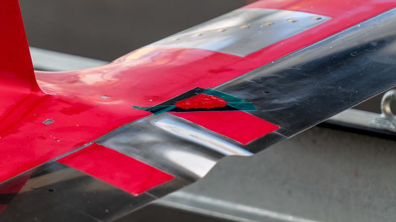 INEOS Britannia - Foil damage - November 25, 2022 - Majorca - photo © Ugo Fonolla / America's Cup