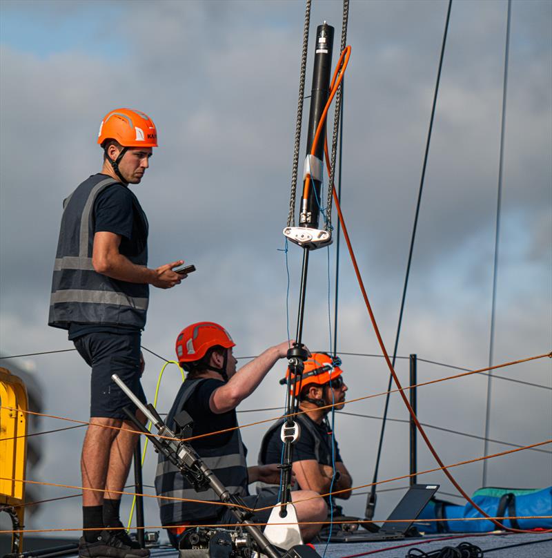 INEOS Britannia - Hydraulic system with backstay lines - November 27, 2022 - Mallorca photo copyright Ugo Fonolla / America's Cup taken at Royal Yacht Squadron and featuring the AC40 class