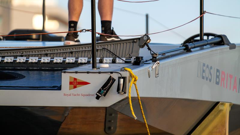 New mainsheet traveller. - INEOS Britannia - Tow testing - December 7, 2022 - Mallorca - photo © Ugo Fonolla / America's Cup