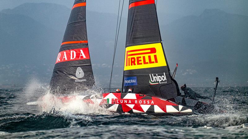 Fourth crew member hiking - Luna Rossa Prada Pirelli -  LEQ12 - December 13, 2022 - Cagliari, Sardinia photo copyright Ivo Rovira / America'sCup taken at Circolo della Vela Sicilia and featuring the AC40 class