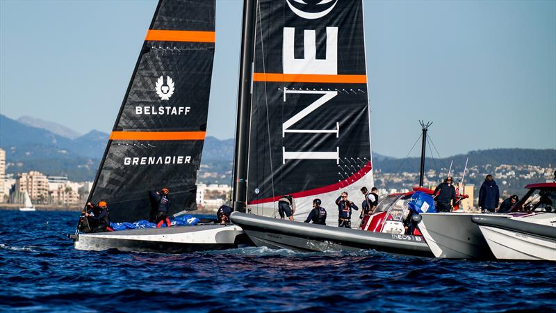 Support crews confer - INEOS Britannia  -   LEQ12 - January 12, 2023 - Badia de Palma - Mallorca - photo © Ugo Fonolla / America's Cup