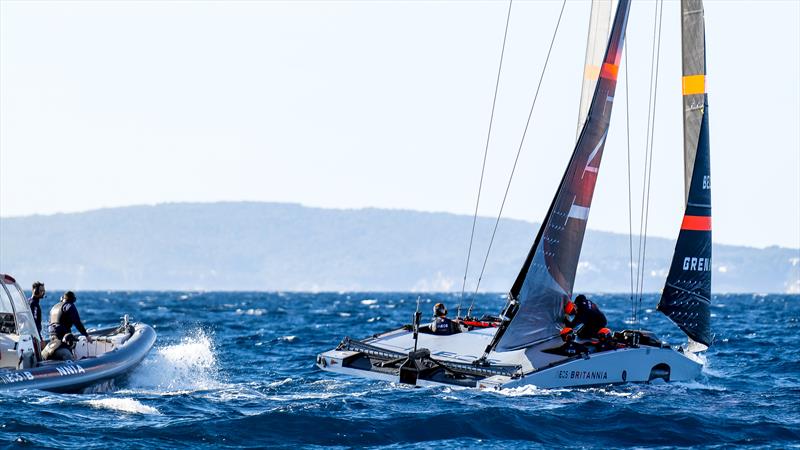 The near square test platform - INEOS Britannia  -   LEQ12 - January 12, 2023 - Badia de Palma - Mallorca photo copyright Ugo Fonolla / America's Cup taken at Royal Yacht Squadron and featuring the AC40 class