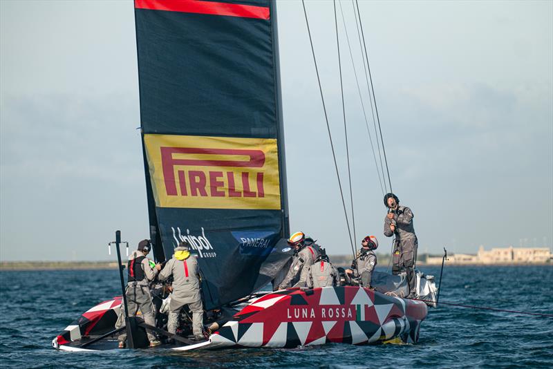 Pre-training setup - Luna Rossa Prada Pirelli -   LEQ12 - January 11, 2023 - Cagliari photo copyright Ivo Rovira / America'sCup taken at Circolo della Vela Sicilia and featuring the AC40 class