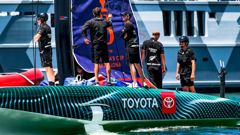 Colourful new sail livery - Emirates Team NZ - AC40-1|LEQ12 - January 20, 2023 - Hauraki Gulf - photo © Adam Mustill / America's Cup